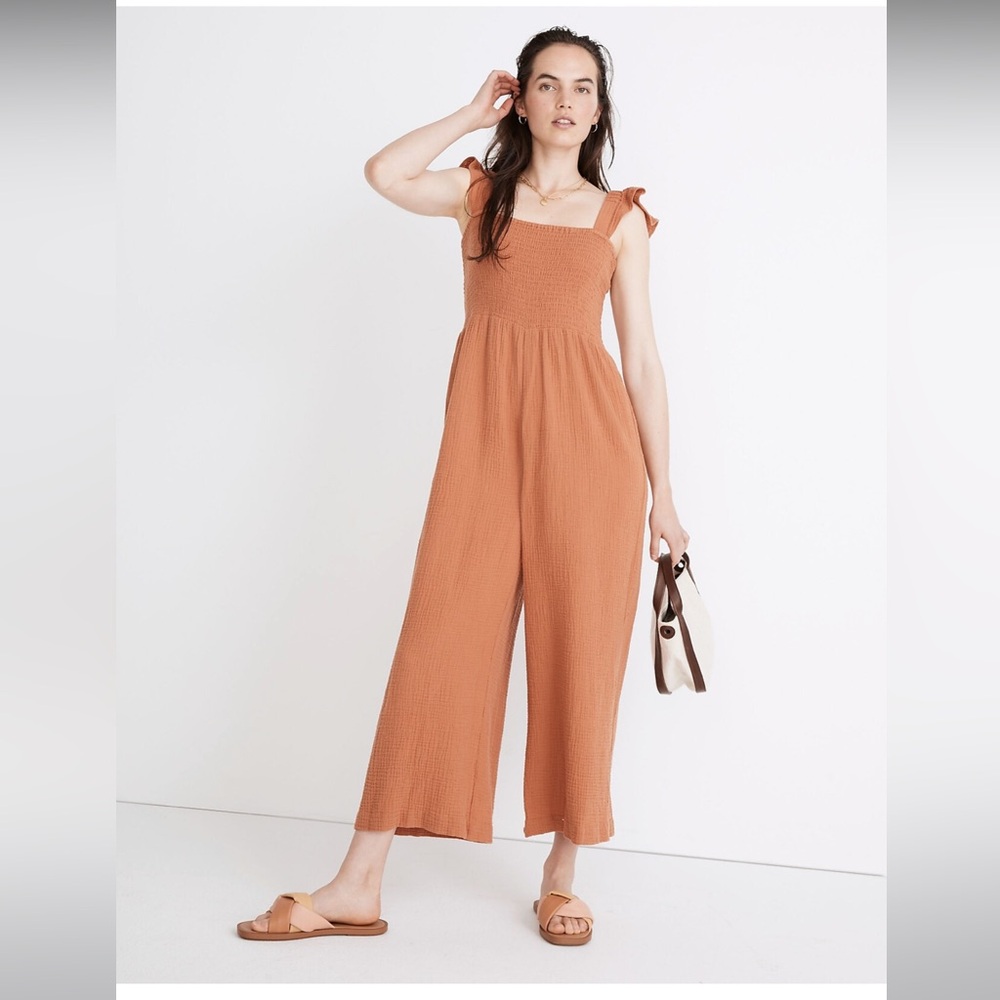 NWT Madewell Lightspun Lucie Flutter-Sleeve Jumpsuit - orange 🍊 - 6 Petite
